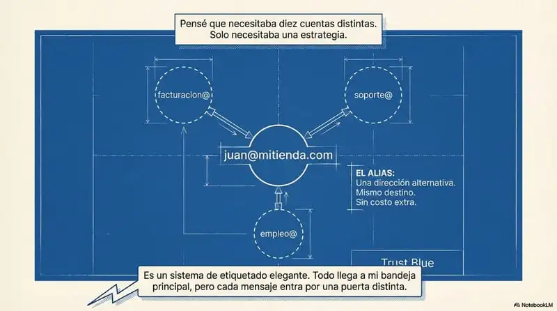 El alias es simplemente una dirección alternativa que redirige todos los mensajes a una cuenta principal